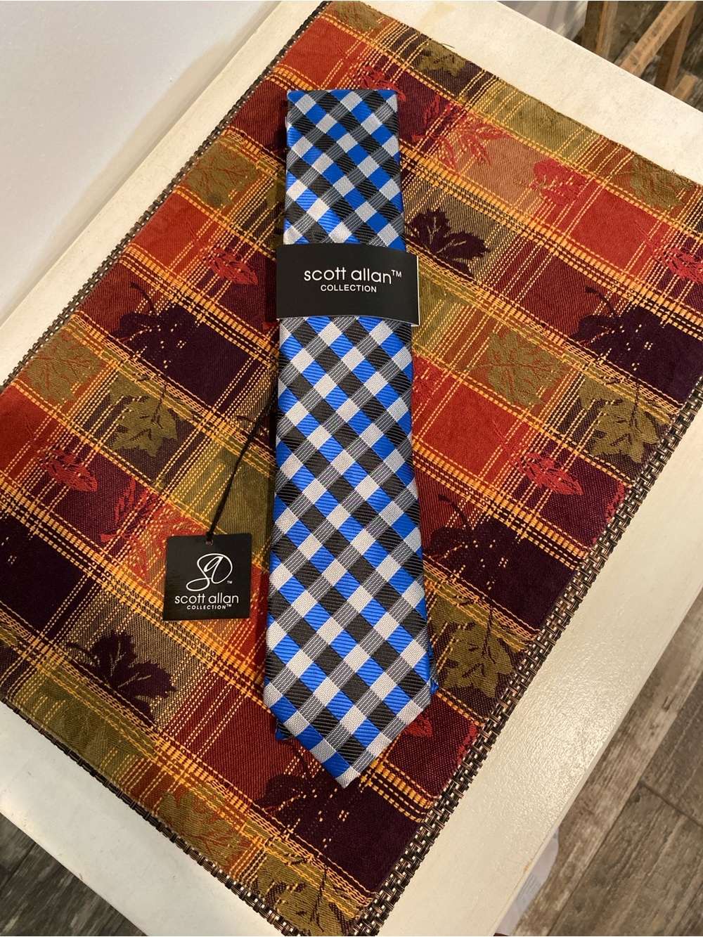 Scott Allan Blue and Black Checked Men's Tie